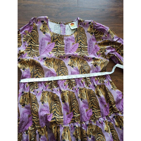 NWOT Farm Rio Purple Tigers Feminine Bohemian Artsy Chic Fairy Sun Dress Size XL - Picture 6 of 8